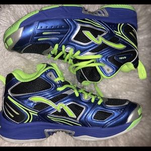 Blue and Lime Green volleyball shoes